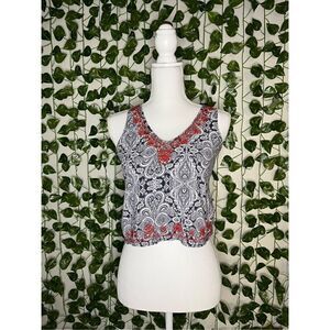 Blue Rain Anthropologie Embroidered Tank Top